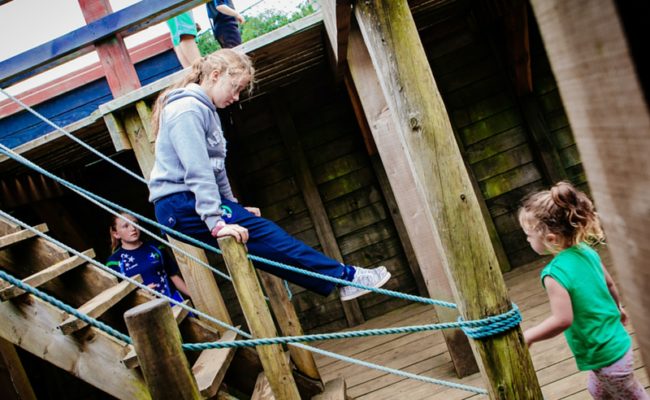 playing in the pirate ship at Clara Lara FunPark